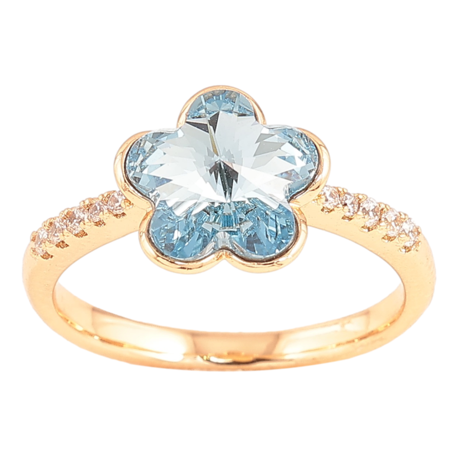 Кольцо Xuping цвет Позолота 18K с кр-ми Swarovski "Кристальный цветочек Aquamarine" фото №1 Кольцо Xuping цвет Позолота 18K с кр-ми Swarovski "Кристальный цветочек Aquamarine" фото №1