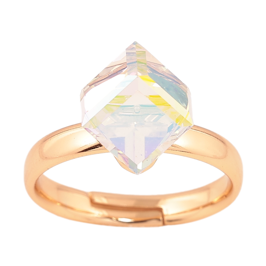 Каблучка Xuping колір позолота 18K з кристалами Swarovski кристальний куб 8х8мм фото №1 Каблучка Xuping колір позолота 18K з кристалами Swarovski кристальний куб 8х8мм фото №1