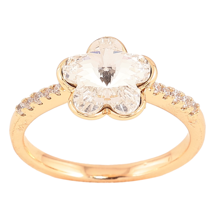 Каблучка Xuping колір Позолота 18K з кр-ми Swarovski "Кристальна квіточка Clear" фото №3 Каблучка Xuping колір Позолота 18K з кр-ми Swarovski "Кристальна квіточка Clear" фото №3