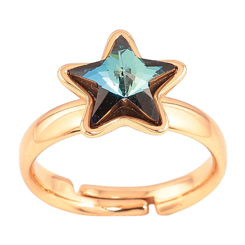 Каблучка Xuping колір Позолота 18K з кр-ми Swarovski "Кристальна зірка Metallic Blue" фото №4 Каблучка Xuping колір Позолота 18K з кр-ми Swarovski "Кристальна зірка Metallic Blue" фото №4