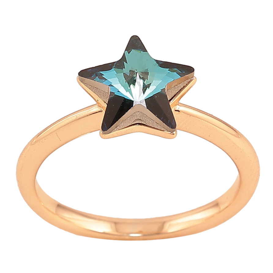 Каблучка Xuping колір Позолота 18K з кр-ми Swarovski "Кристальна зірка Metallic Blue" фото №1