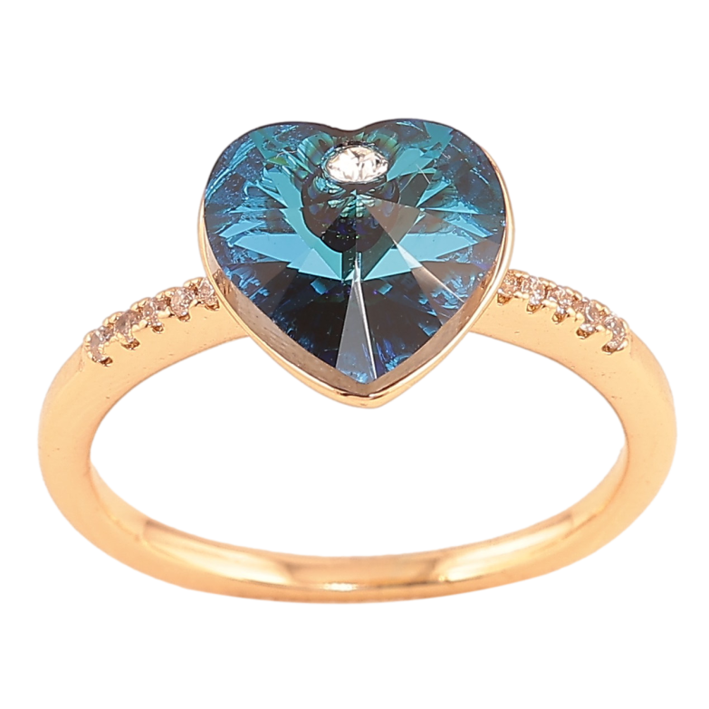 Каблучка Xuping колір Позолота 18K з кр-ми Swarovski "Кристальне серце Metallic Blue" фото №9 Каблучка Xuping колір Позолота 18K з кр-ми Swarovski "Кристальне серце Metallic Blue" фото №9