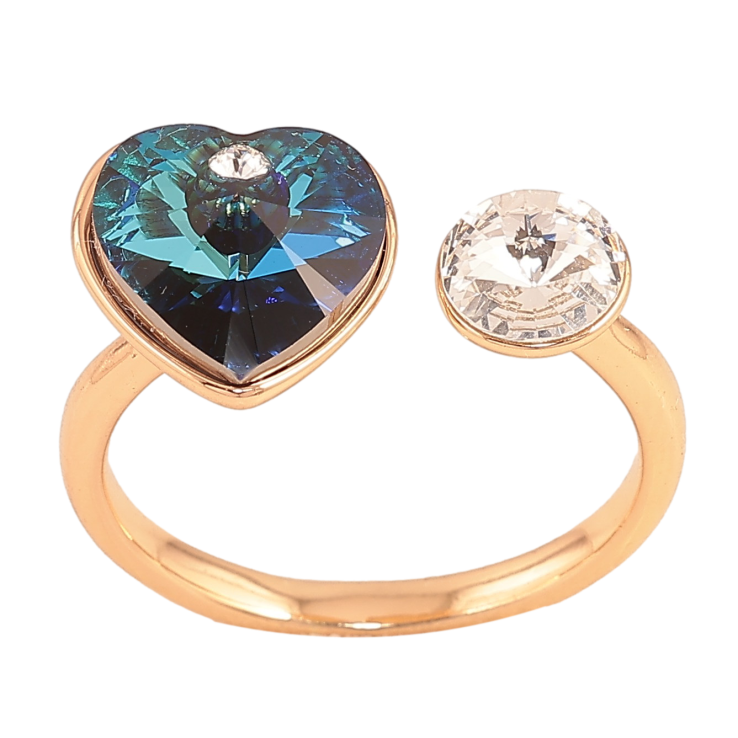 Каблучка Xuping колір Позолота 18K з кр-ми Swarovski "Кристальне серце Metallic Blue та Clear" фото №17