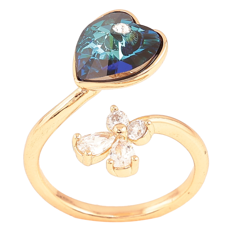 Каблучка Xuping колір Позолота 18K з кр-ми Swarovski "Кристальне серце Metallic Blue з квіточкою" фото №13