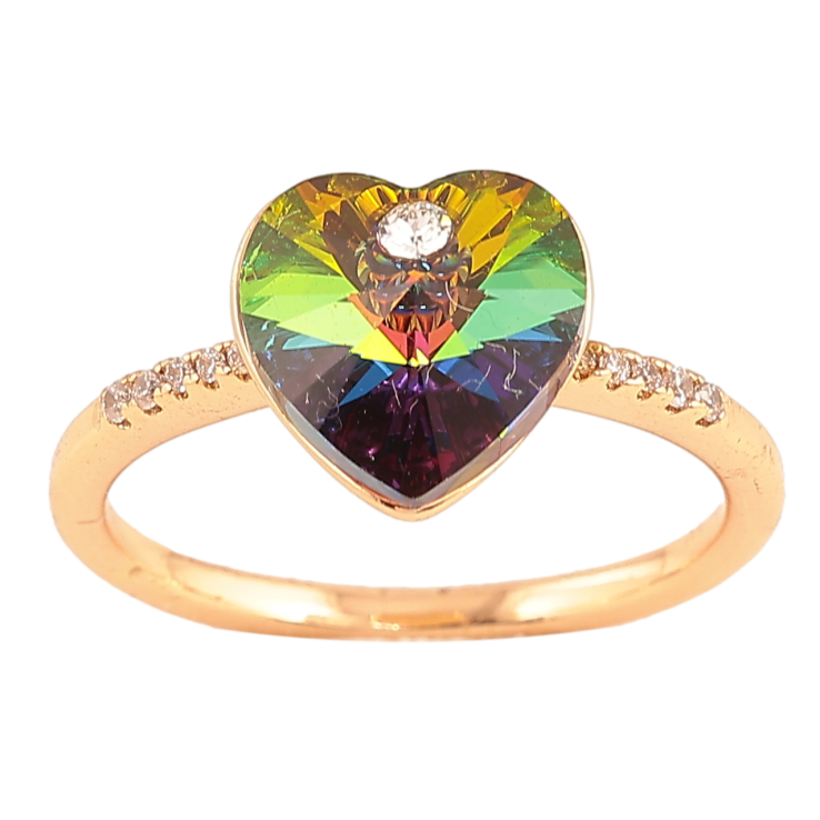 Каблучка Xuping колір Позолота 18K з кр-ми Swarovski "Кристальне серце Vitrail Medium" фото №11 Каблучка Xuping колір Позолота 18K з кр-ми Swarovski "Кристальне серце Vitrail Medium" фото №11