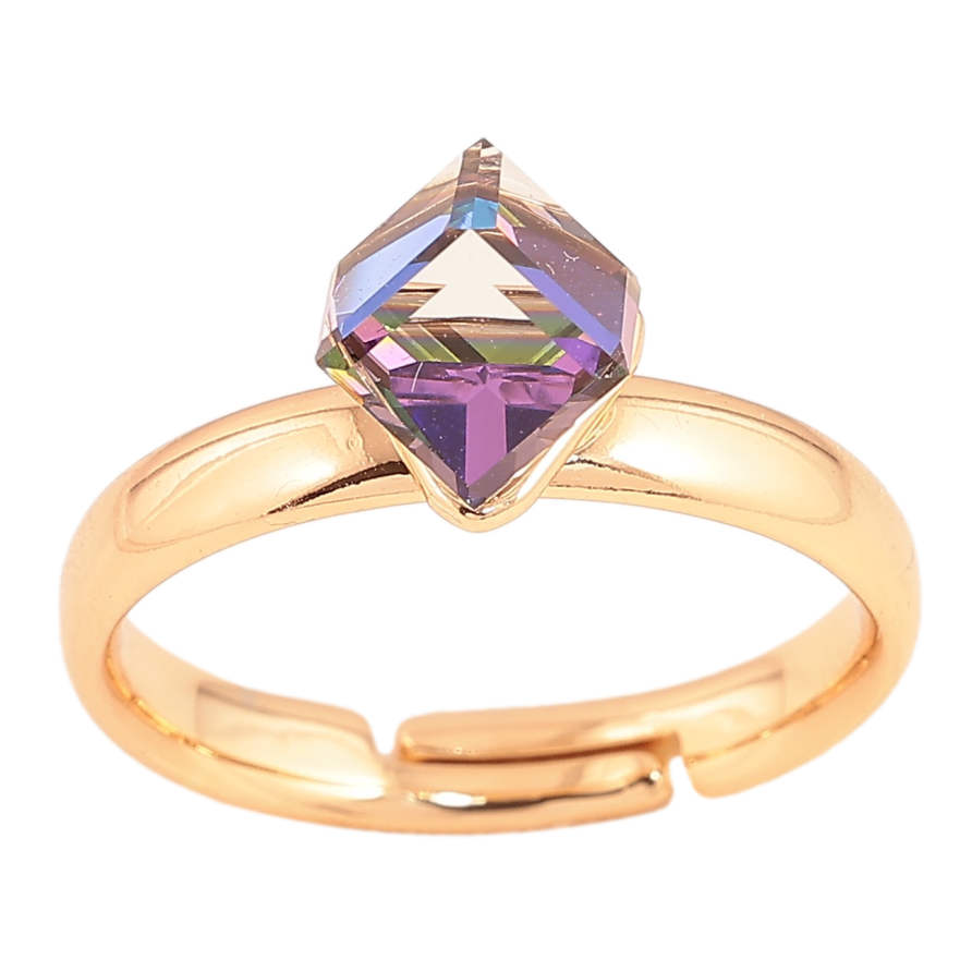 Каблучка Xuping колір Позолота 18K з кр-ми Swarovski "Кристальний куб Majestic Blue" 6х6мм фото №1 Каблучка Xuping колір Позолота 18K з кр-ми Swarovski "Кристальний куб Majestic Blue" 6х6мм фото №1
