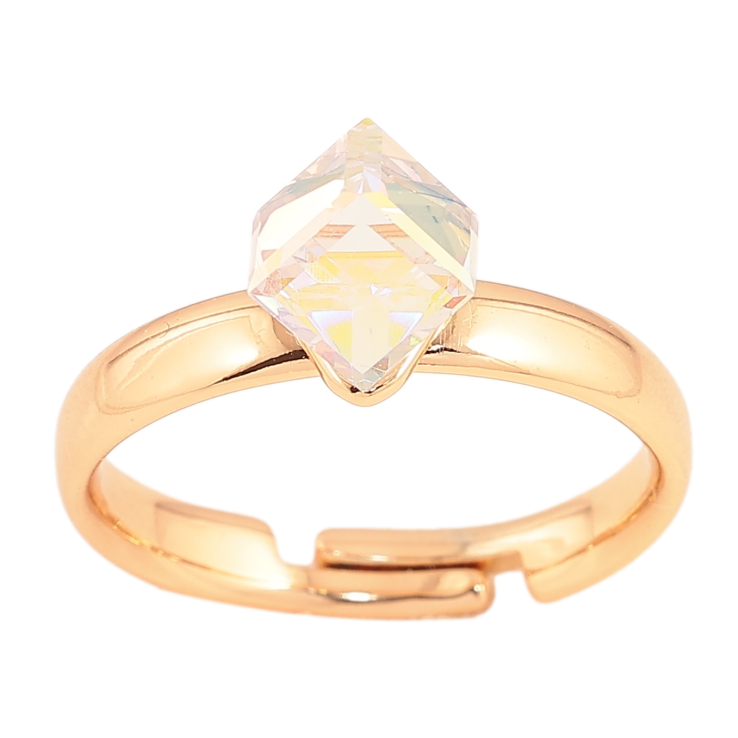 Каблучка Xuping колір Позолота 18K з кр-ми Swarovski "Кристальний куб Shimmer" 6х6мм фото №14
