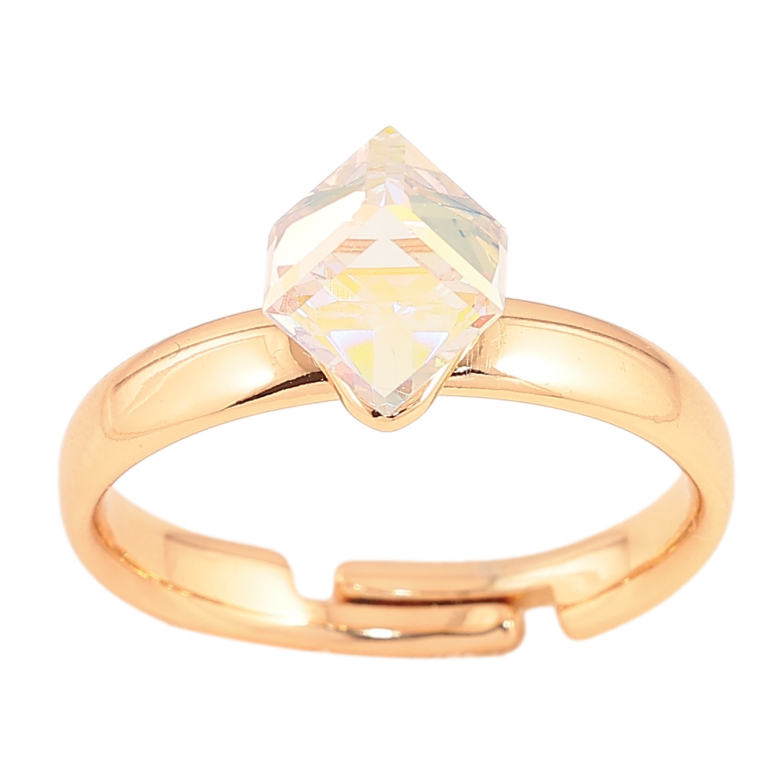 Каблучка Xuping колір Позолота 18K з кр-ми Swarovski "Кристальний куб Shimmer" 6х6мм фото №1 Каблучка Xuping колір Позолота 18K з кр-ми Swarovski "Кристальний куб Shimmer" 6х6мм фото №1