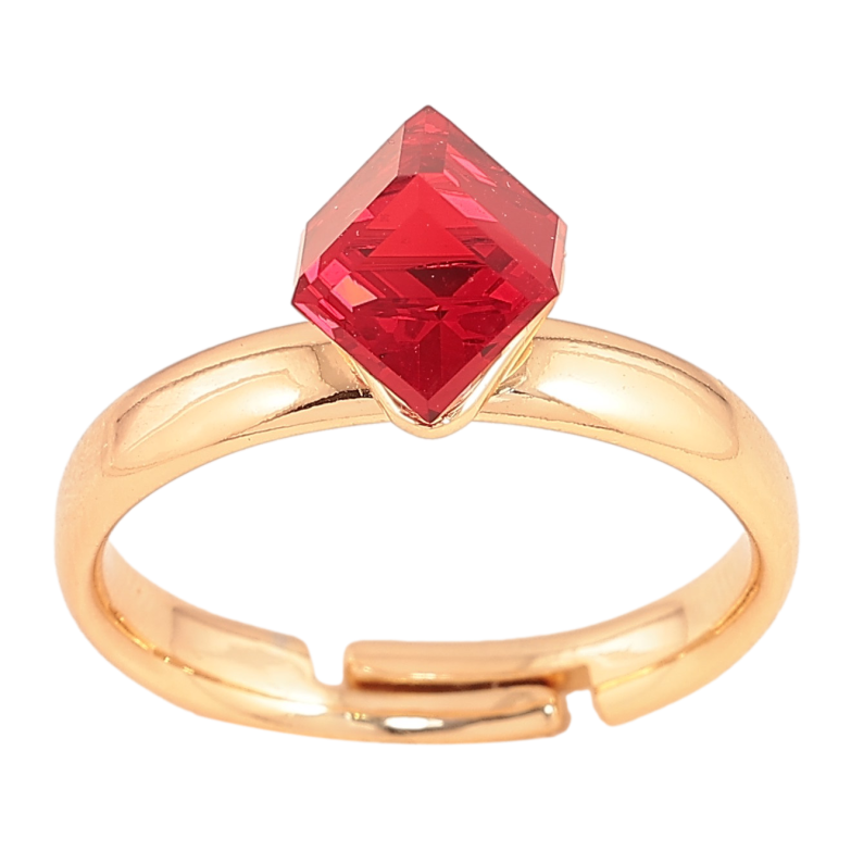 Каблучка Xuping колір Позолота 18K з кр-ми Swarovski "Кристальний куб Siam" 6х6мм фото №2