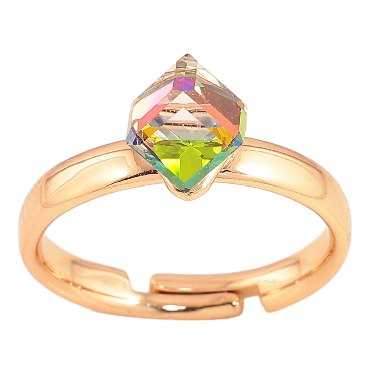 Каблучка Xuping колір Позолота 18K з кр-ми Swarovski "Кристальний куб Vitrail Medium" 6х6мм фото №12