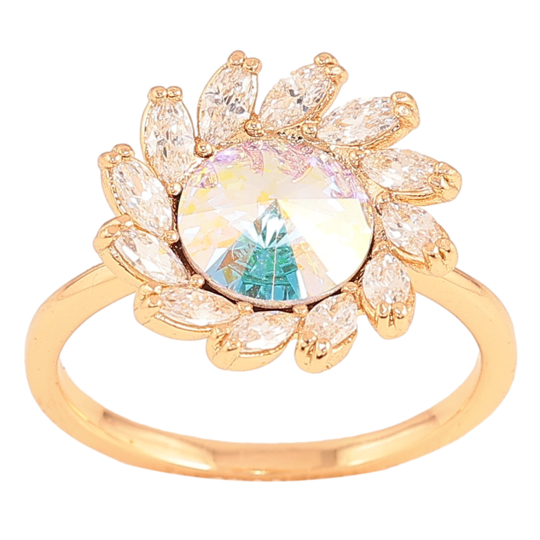 Каблучка Xuping колір Позолота 18K з кр-ми Swarovski "Квітка з кристалом АВ" фото №6 Каблучка Xuping колір Позолота 18K з кр-ми Swarovski "Квітка з кристалом АВ" фото №6