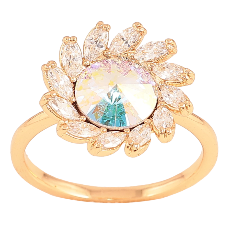 Каблучка Xuping колір Позолота 18K з кр-ми Swarovski "Квітка з кристалом АВ" фото №1 Каблучка Xuping колір Позолота 18K з кр-ми Swarovski "Квітка з кристалом АВ" фото №1