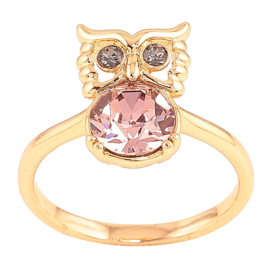 Каблучка Xuping колір Позолота 18K з кр-ми Swarovski "Сова з кристалом Amethyst" фото №1 Каблучка Xuping колір Позолота 18K з кр-ми Swarovski "Сова з кристалом Amethyst" фото №1