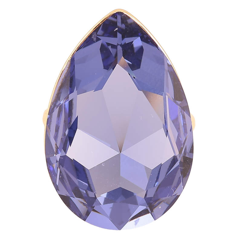 Кольцо Xuping цвет Позолота 18K с кр-ми Swarovski "Крупная кристальная капля Tanzanite" 3х2см фото №14