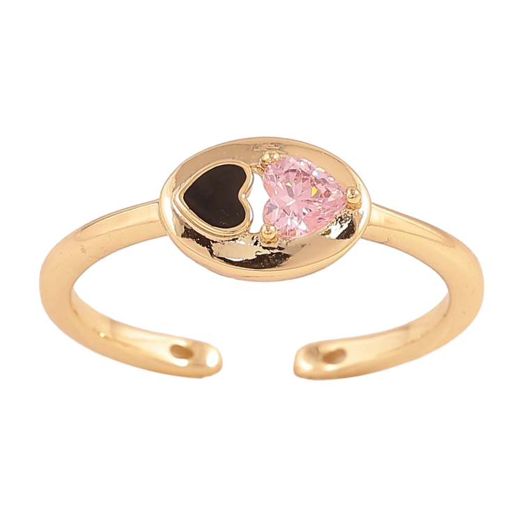 Каблучка Xuping колір Позолота 14K "Чорне та рожеве кристальне серця" фото №9