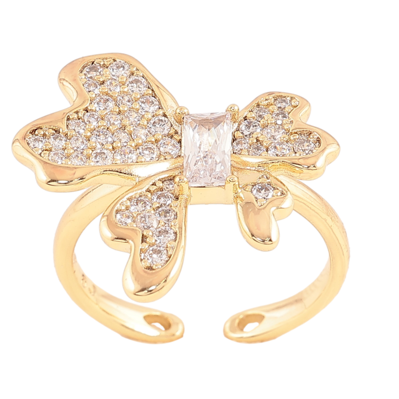 Каблучка Xuping колір Позолота 14K "Бант з інкрустацією кристалами" фото №3 Каблучка Xuping колір Позолота 14K "Бант з інкрустацією кристалами" фото №3