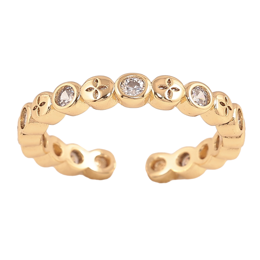 Каблучка Xuping колір Позолота 14K "Доріжка кристалів" фото №1 Каблучка Xuping колір Позолота 14K "Доріжка кристалів" фото №1