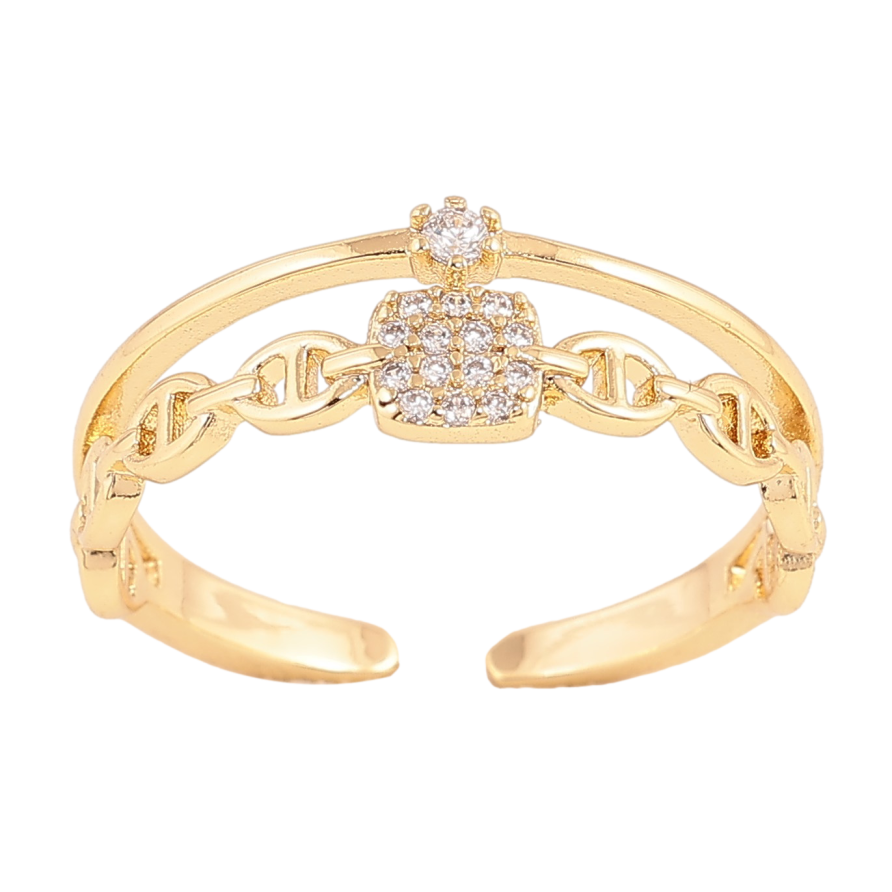 Кольцо Xuping цвет Позолота 14K "Узор с кристаллами" фото №1 Кольцо Xuping цвет Позолота 14K "Узор с кристаллами" фото №1