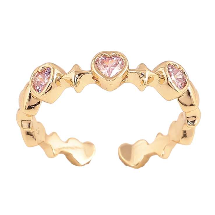 Кольцо Xuping цвет Позолота 14K "Розовые кристальные сердечки" фото №20