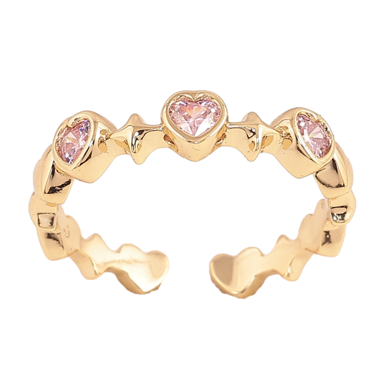 Каблучка Xuping колір Позолота 14K "Рожеві кристальні серця" фото №8 Каблучка Xuping колір Позолота 14K "Рожеві кристальні серця" фото №8