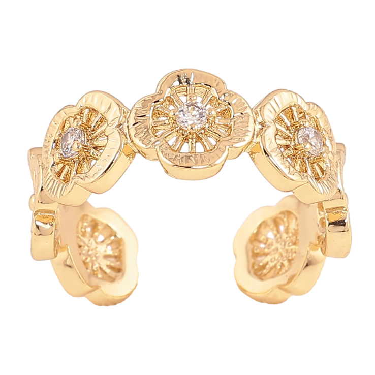 Кольцо Xuping цвет Позолота 14K "Цветочки с кристаллами" фото №10