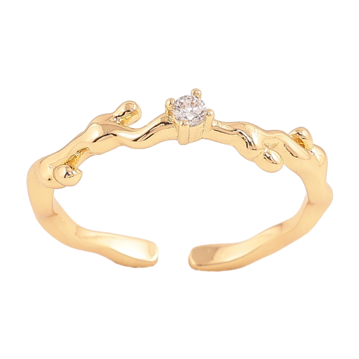 Каблучка Xuping колір Позолота 14K "Візерунок з кристалом" фото №7
