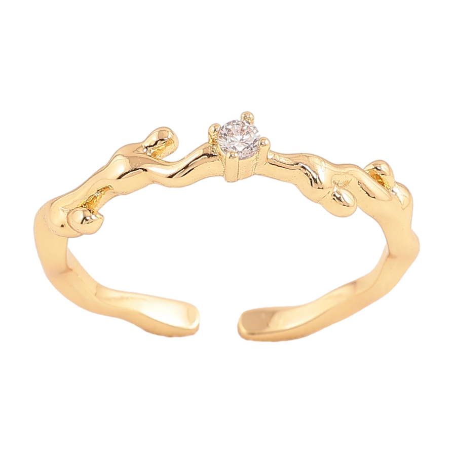 Каблучка Xuping колір Позолота 14K "Візерунок з кристалом" фото №1