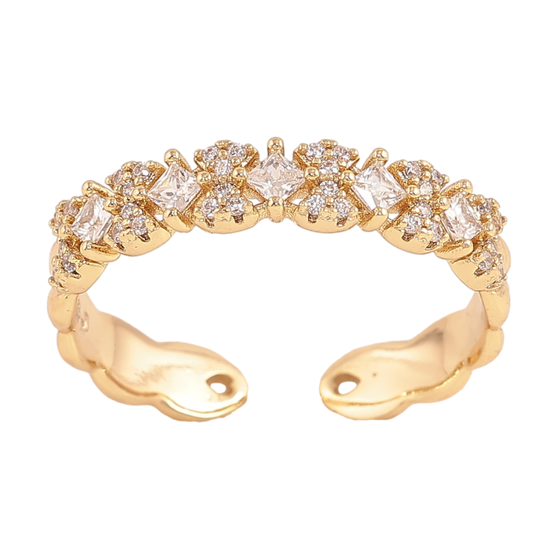 Кольцо Xuping цвет Позолота 14K "Узор с кристаллами" фото №2 Кольцо Xuping цвет Позолота 14K "Узор с кристаллами" фото №2