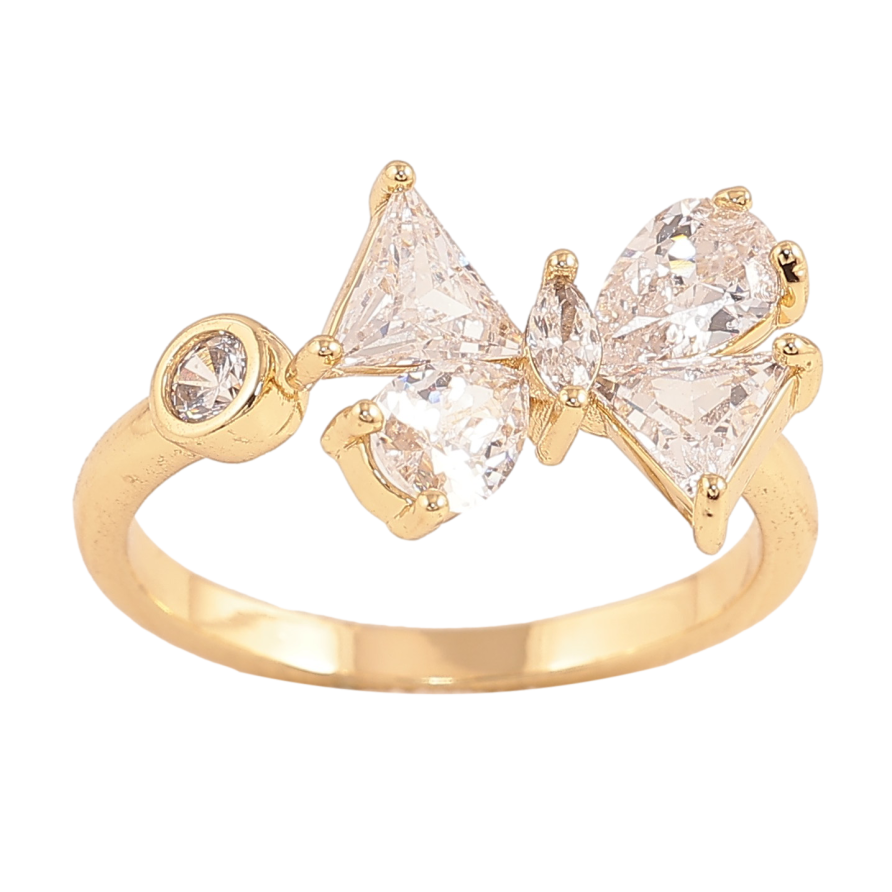 Каблучка Xuping колір Позолота 14K "Кристальний метелик" фото №1
