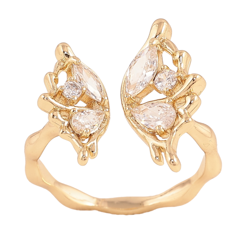 Каблучка Xuping колір Позолота 14K "Метелик з кристалами" фото №1 Каблучка Xuping колір Позолота 14K "Метелик з кристалами" фото №1