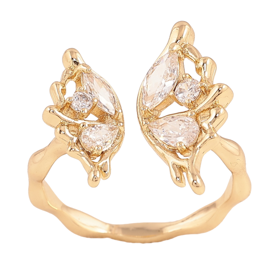 Каблучка Xuping колір Позолота 14K "Метелик з кристалами" фото №1 Каблучка Xuping колір Позолота 14K "Метелик з кристалами" фото №1