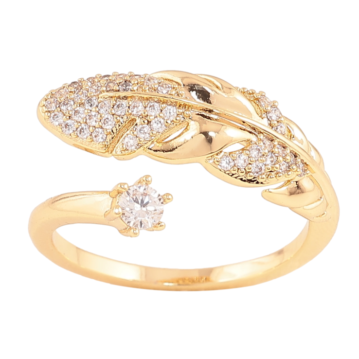 Кольцо Xuping цвет Позолота 14K "Перо с кристаллами" фото №9 Кольцо Xuping цвет Позолота 14K "Перо с кристаллами" фото №9