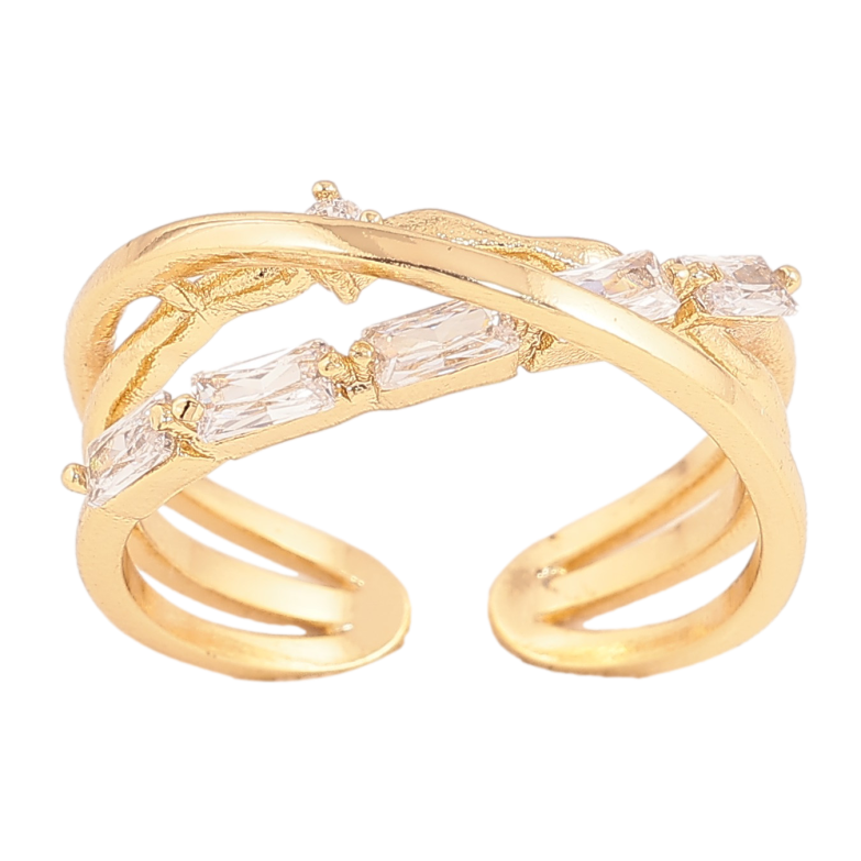 Каблучка Xuping колір Позолота 14K "Візерунок з кристалами" фото №6