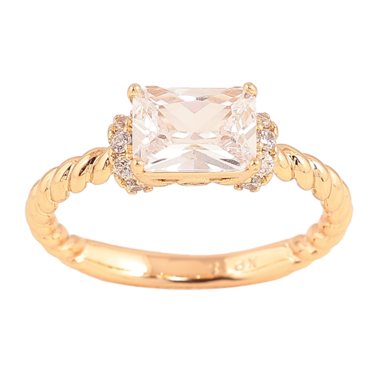 Каблучка Xuping колір Позолота 18K "Візерунок з кристалом" фото №8