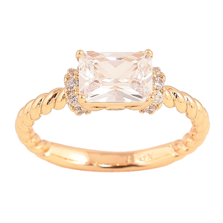 Каблучка Xuping колір Позолота 18K "Візерунок з кристалом" фото №1 Каблучка Xuping колір Позолота 18K "Візерунок з кристалом" фото №1