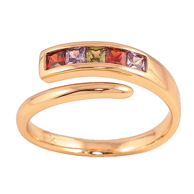 Кольцо Xuping цвет Позолота 18K "Дорожка цветных кристаллов" фото №7 Кольцо Xuping цвет Позолота 18K "Дорожка цветных кристаллов" фото №7