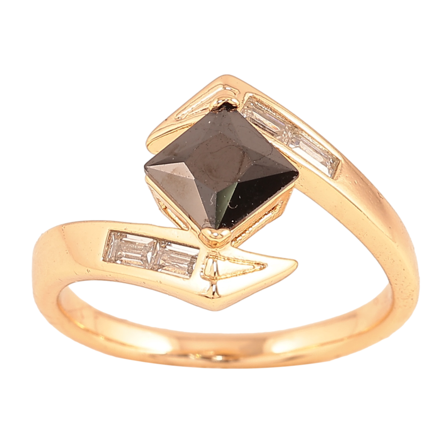 Кольцо Xuping цвет Позолота 18K "Узор с черным кристаллом" фото №1 Кольцо Xuping цвет Позолота 18K "Узор с черным кристаллом" фото №1