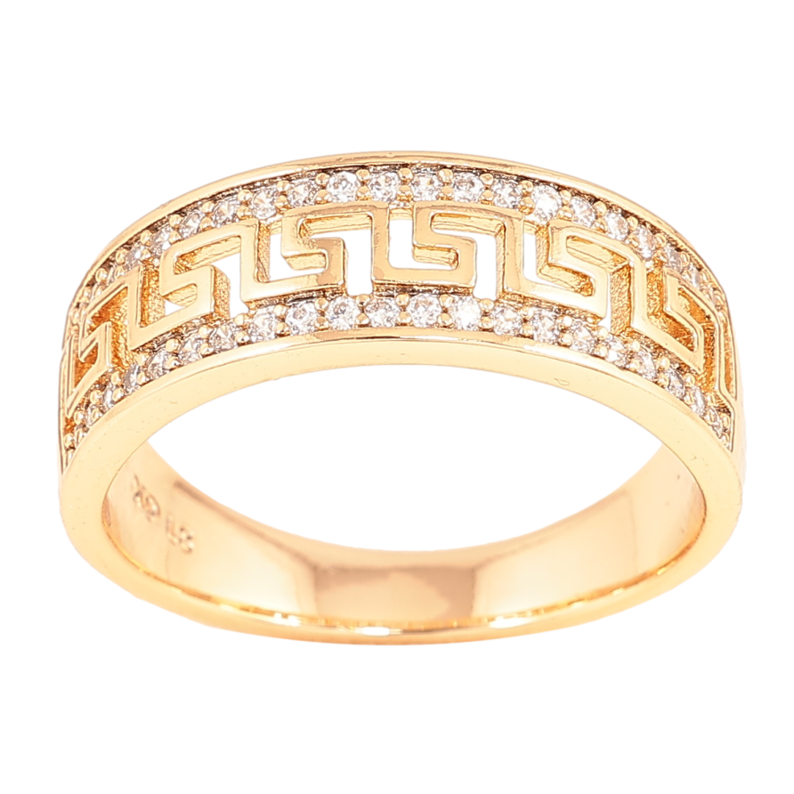 Кольцо Xuping цвет Позолота 18K "Греческий узор с дорожками кристаллов" фото №1 Кольцо Xuping цвет Позолота 18K "Греческий узор с дорожками кристаллов" фото №1