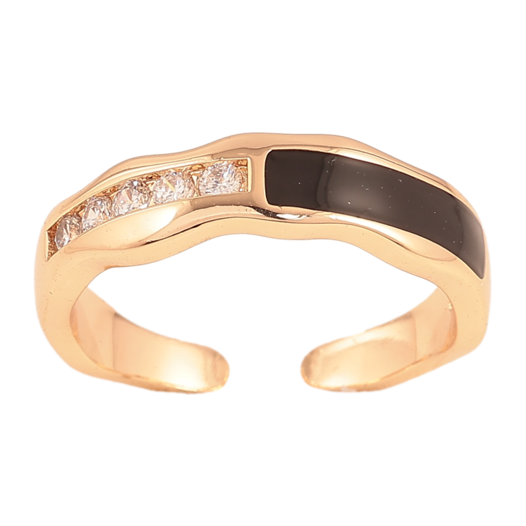 Кольцо Xuping цвет Позолота 18K "Узор с кристаллами и черной эмалью" фото №17 Кольцо Xuping цвет Позолота 18K "Узор с кристаллами и черной эмалью" фото №17