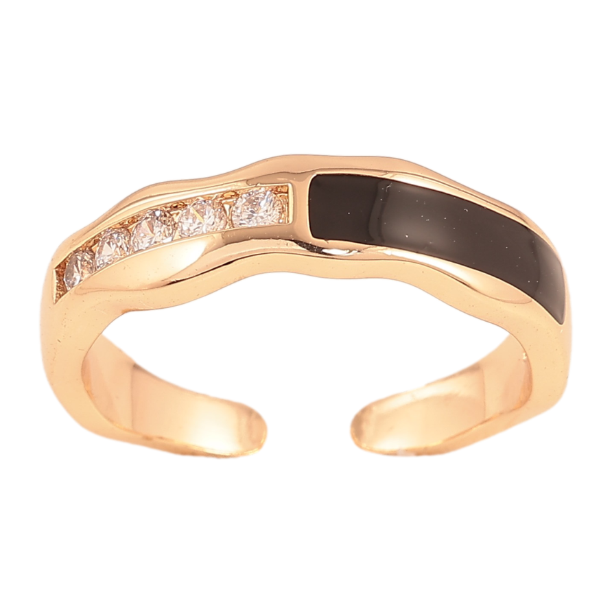 Кольцо Xuping цвет Позолота 18K "Узор с кристаллами и черной эмалью" фото №1 Кольцо Xuping цвет Позолота 18K "Узор с кристаллами и черной эмалью" фото №1