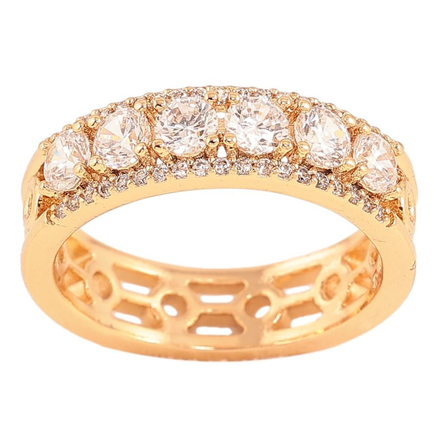 Каблучка Xuping колір Позолота 18K "Візерунок з кристалами", шир 6мм фото №1