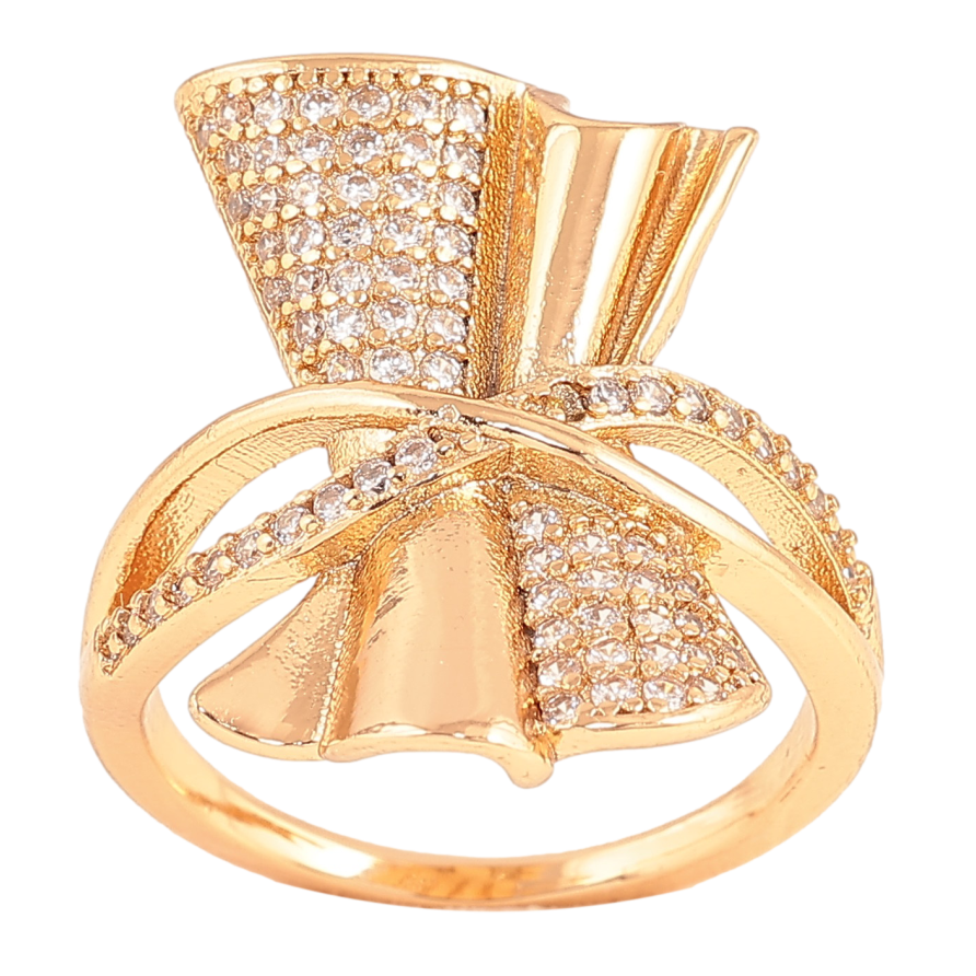 Каблучка Xuping колір Позолота 18K "Декоративний бант з кристалами" фото №1 Каблучка Xuping колір Позолота 18K "Декоративний бант з кристалами" фото №1