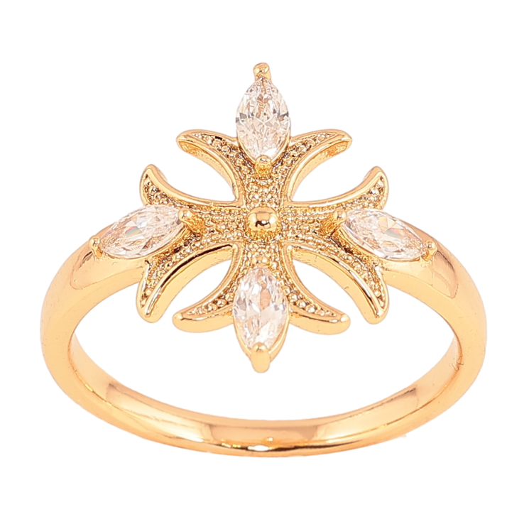 Каблучка Xuping колір Позолота 18K "Хрест із кристалами" фото №4 Каблучка Xuping колір Позолота 18K "Хрест із кристалами" фото №4