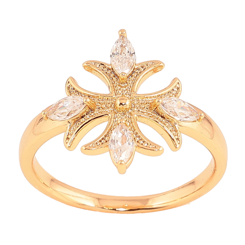 Каблучка Xuping колір Позолота 18K "Хрест із кристалами" фото №2