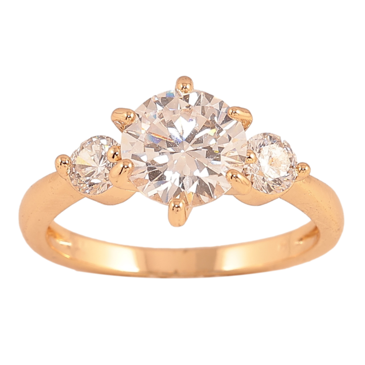 Каблучка Xuping колір Позолота 18K "Три кристали" фото №25