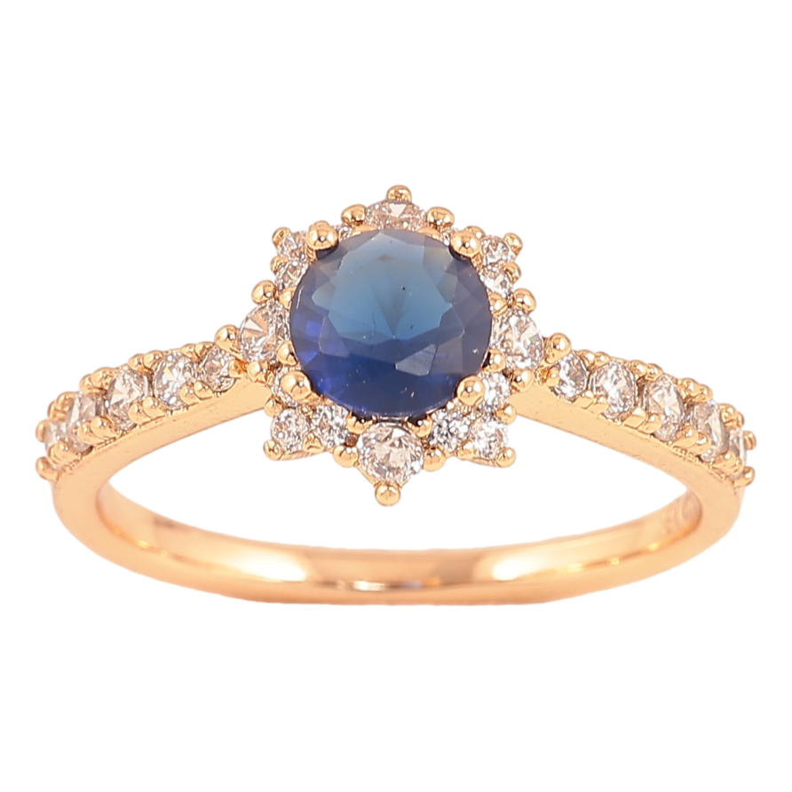 Кольцо Xuping цвет Позолота 18K "Узор с синим кристаллом" фото №1 Кольцо Xuping цвет Позолота 18K "Узор с синим кристаллом" фото №1