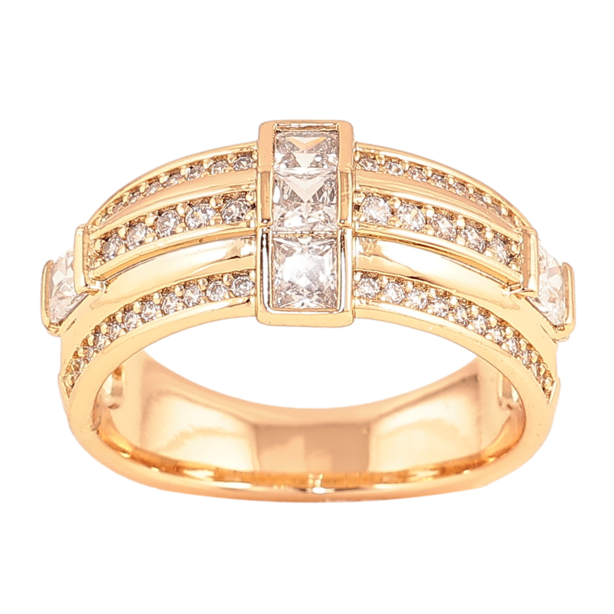 Каблучка Xuping колір Позолота 18K "Візерунок з кристалами" фото №1 Каблучка Xuping колір Позолота 18K "Візерунок з кристалами" фото №1