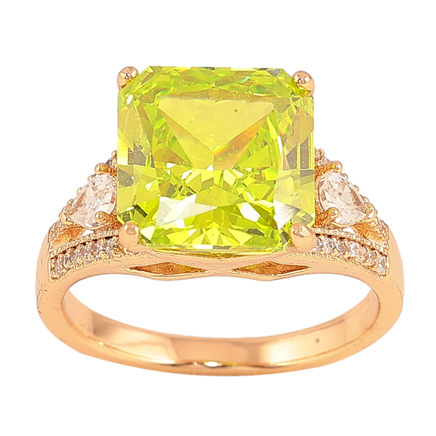 Кольцо Xuping цвет Позолота 18K "Узор с салатовым кристаллом" фото №1 Кольцо Xuping цвет Позолота 18K "Узор с салатовым кристаллом" фото №1
