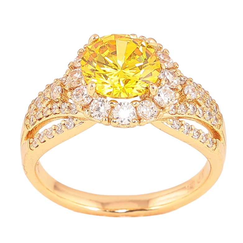 Каблучка Xuping колір Позолота 18K "Візерунок з жовтим кристалом" фото №6 Каблучка Xuping колір Позолота 18K "Візерунок з жовтим кристалом" фото №6