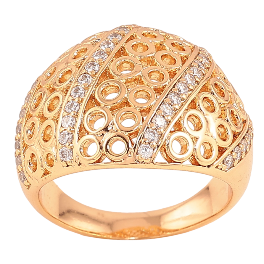 Каблучка Xuping колір Позолота 18K "Різний купол з кристалами" фото №1 Каблучка Xuping колір Позолота 18K "Різний купол з кристалами" фото №1